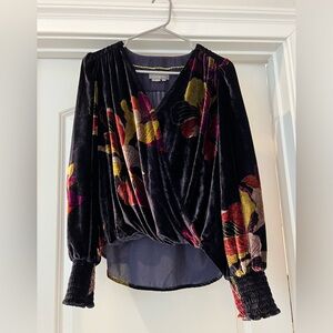 Floral Velvet Wrap Top